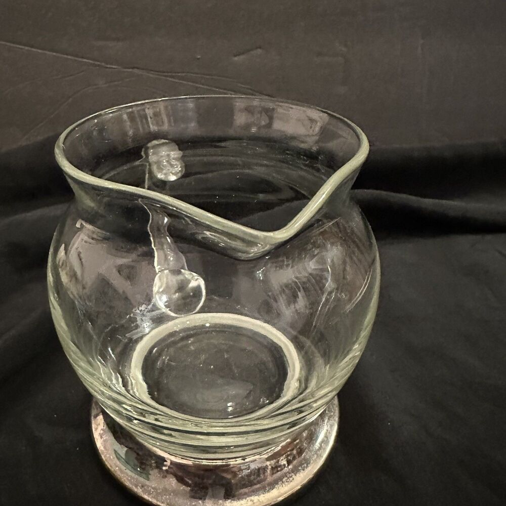 VNTG Blown Glass Pitcher with Sterling Silver Base–Possibly Frank M. Whiting & C